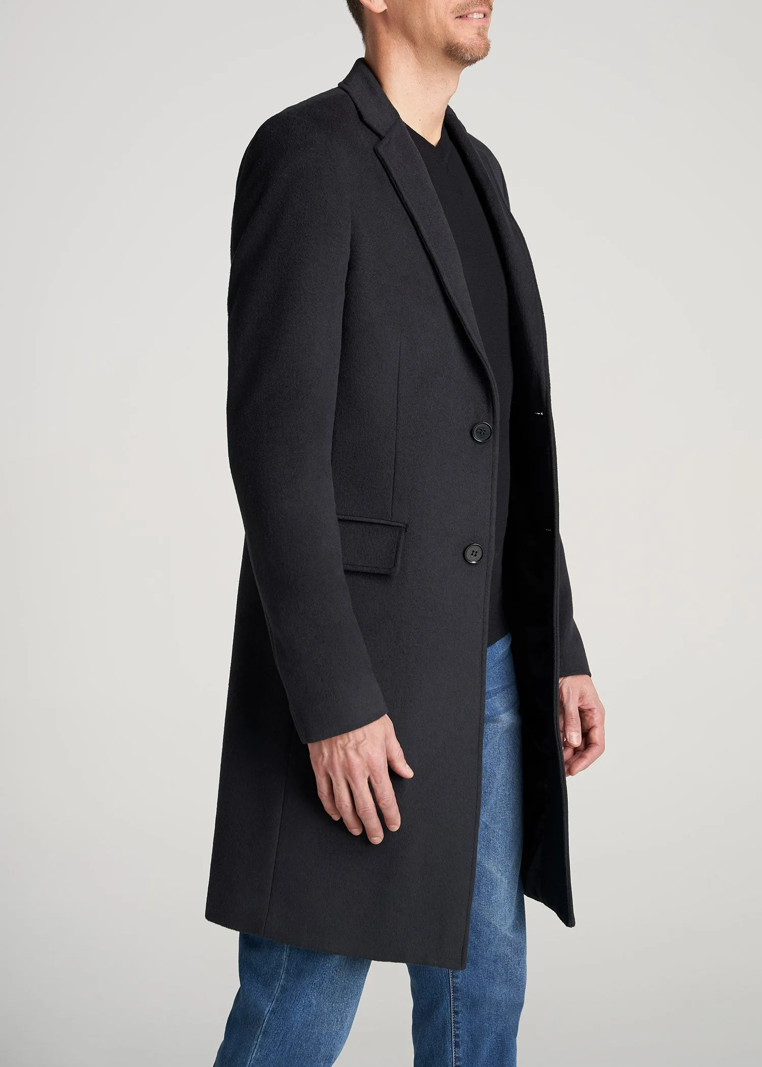 Wool Coat for Tall Men in Charcoal Mix