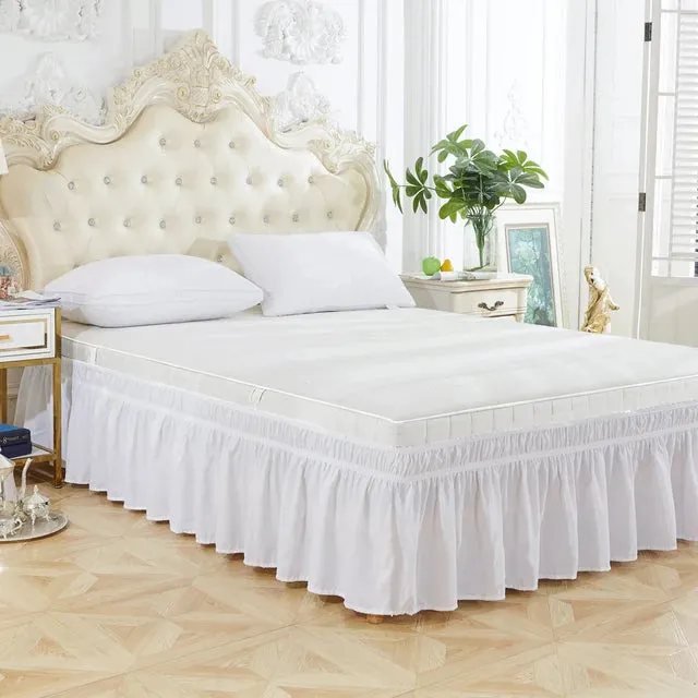 Wrap Around Dust Ruffles Elastic Easy-Install Bedskirt Wrinkle Fade Resistance Machine Washable