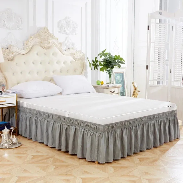 Wrap Around Dust Ruffles Elastic Easy-Install Bedskirt Wrinkle Fade Resistance Machine Washable