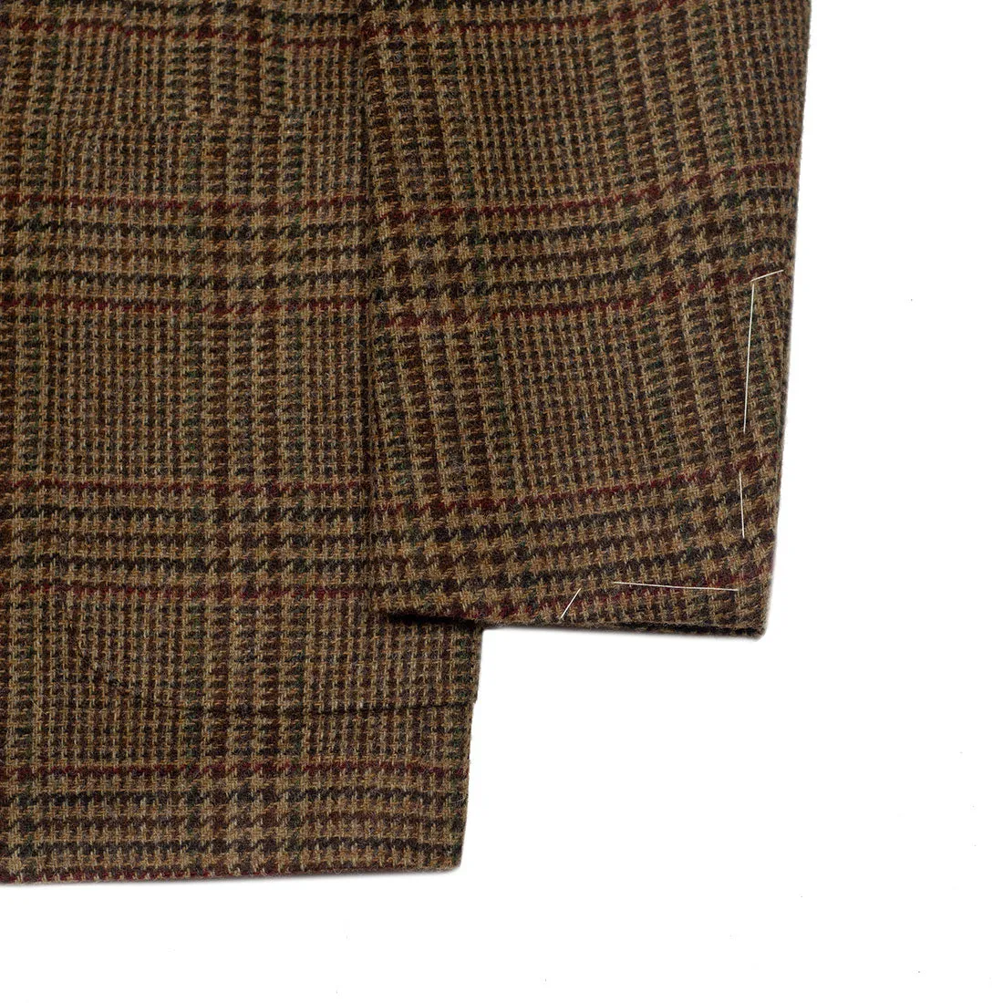 x Sartoria Carrara: Sport coat in Abraham Moon brown and burgundy glencheck tweed 12/13oz