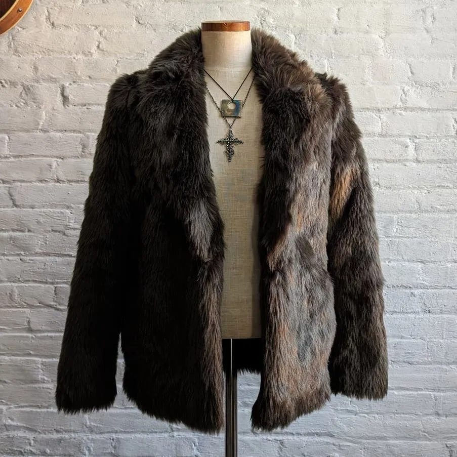 Y2K Faux Fur Grunge Green Penny Lane Jacket Fuzzy Minimalist Boho Sweater Coat